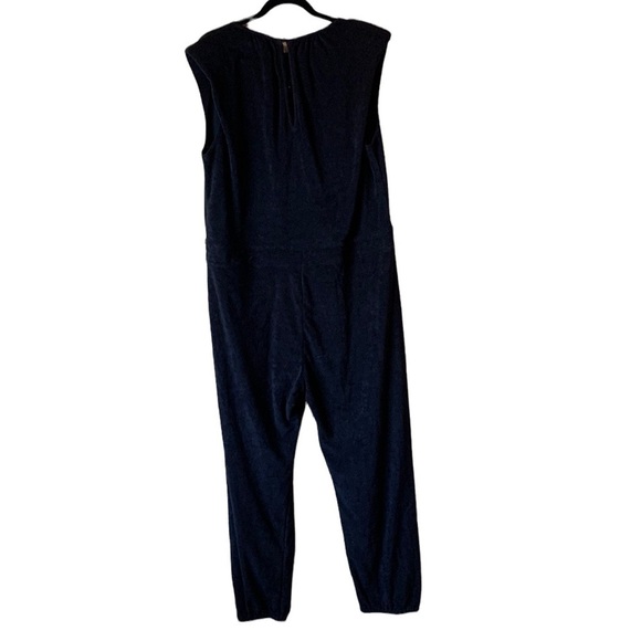 Wayf Hayden Womens Terry Sleeveless Knit Jumpsuit Black Padded Shoulder XL NWOT - Picture 3 of 15